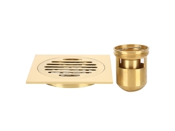 Ralo de chão anti odor latão com filtros para banheiro chuveiro cozinha 10x10cm | S/MARCA