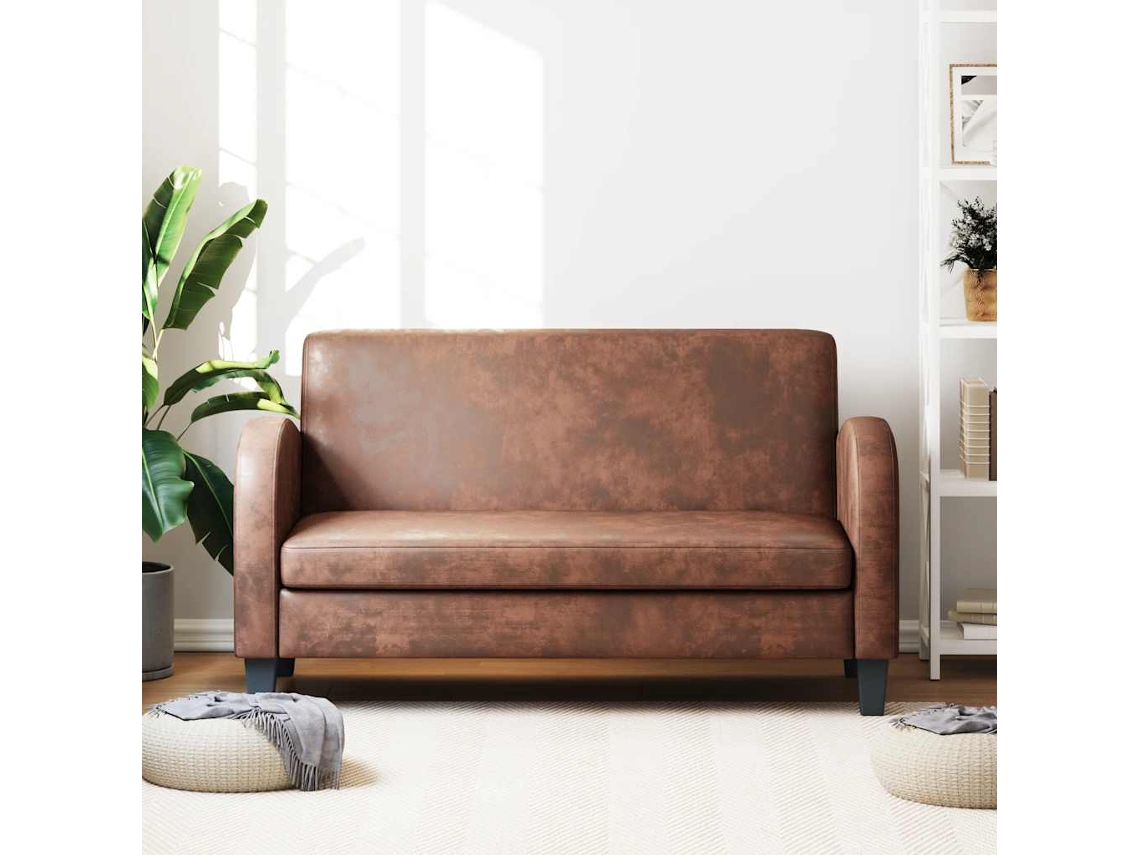 Vidaxl Sofá De 2 Lugares Camurça Artificial Castanho