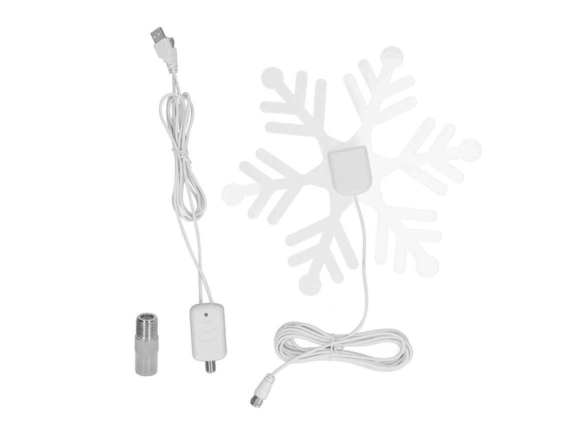 Business antena de Tv Digital Indoor Amplificada Forma de Floco de Neve Hd para Smart Tv Branca