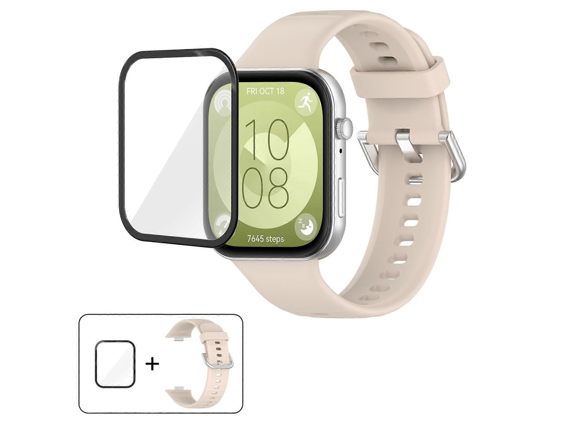 Pulseira De Silicone Com Fivela De Aço Prateado E Película Curva 3d.