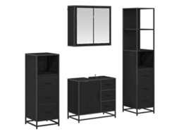 Conjunto de Móveis para Banheiro com Porta Carvalho Preto 4 Pcs MAISON EXCLUSIVE
