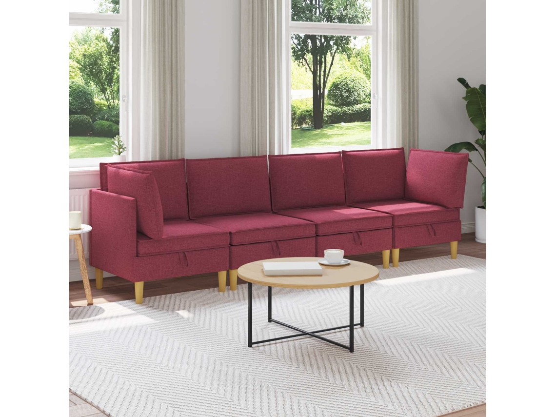 Vidaxl Conjunto De Sofá Modular Com Armazenamento 4 Unid. Tecido