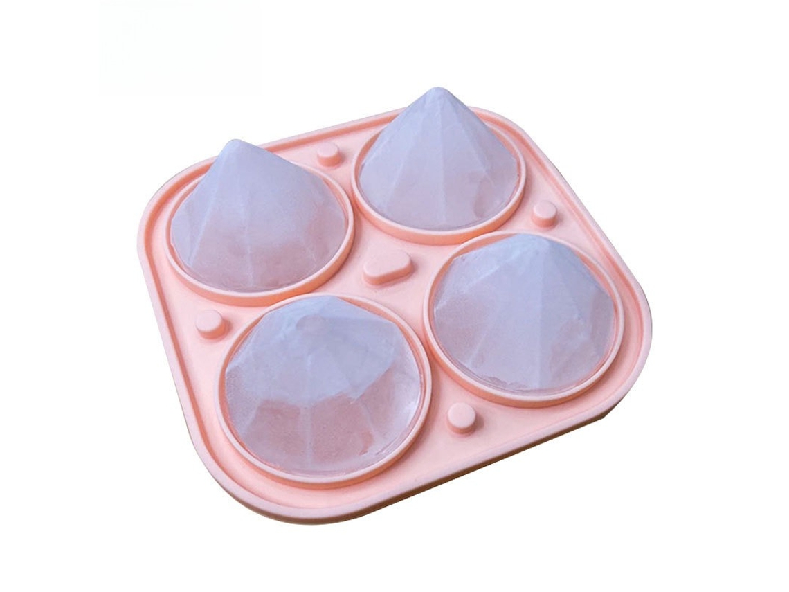 Formas De Gelo Em Formato De Diamante Com Tampa, De Silicone, Empilháveis, Ideais Para Uísque E Cocktails. Rosa Hexinyigjly