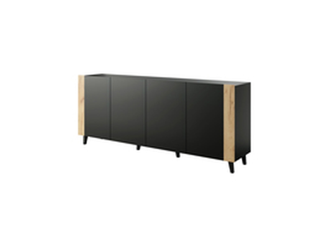 Aparador CAMA MEBLE Faro Preto Laminado Plástico Madeira Mdf