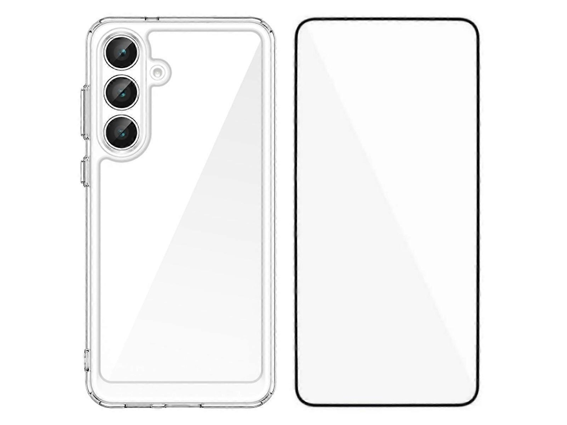 Capa De Celular Transparente De Acrílico Tpu Da Série Mf Da Wanlonfeng Com Película De Vidro Temperado Para Samsung Galaxy S25 Fe
