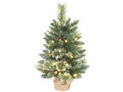 Mini Árvore Natal Artificial Flockada com 35 Leds e Pinhas e Bateria Medidas: 60cm Cor: Verde