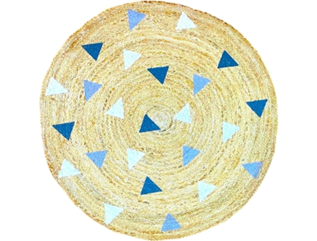 Tapete Coshano Yute Trenzado Redonda Natural Triangulos Diametro Hecho Mano Ideal Yute Amarelo (90 Cm)