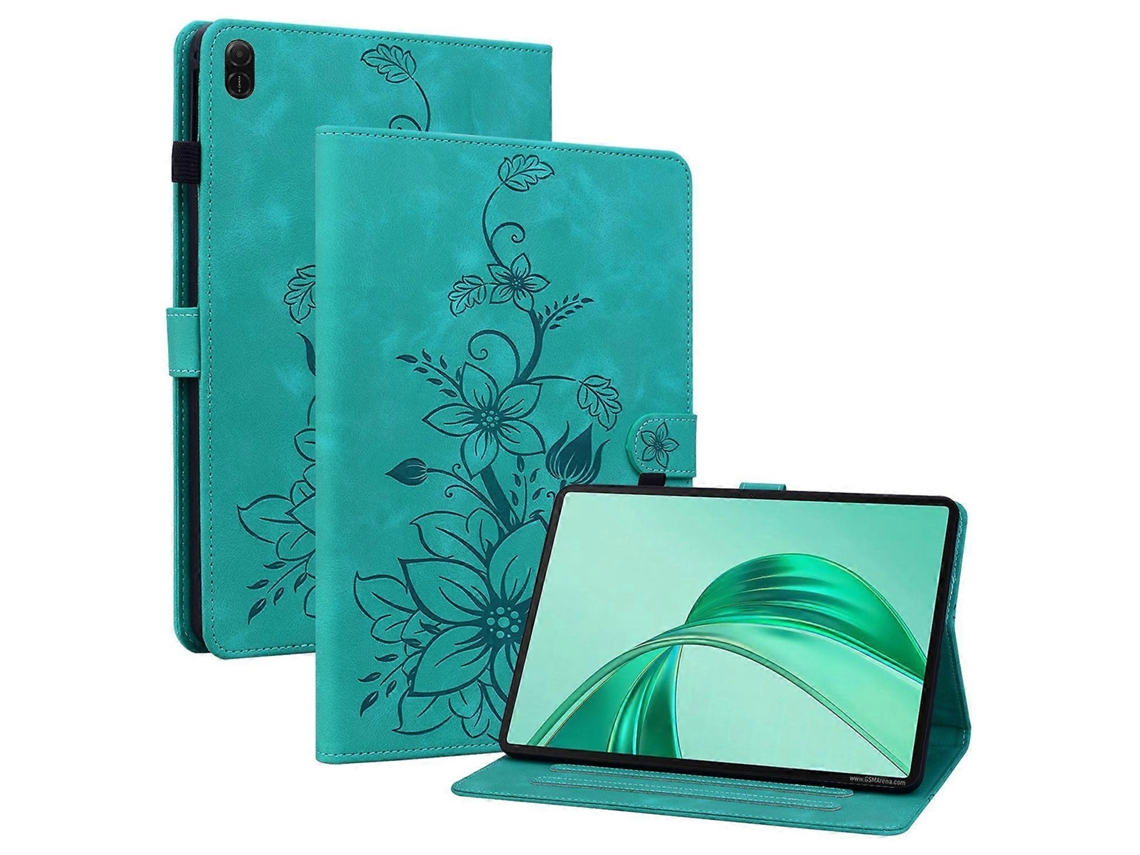 Capa De Couro Para Tablet Honor Pad X8a Com Estampa De Flor De Lírio E Compartimentos Para Cartões Slowmoose