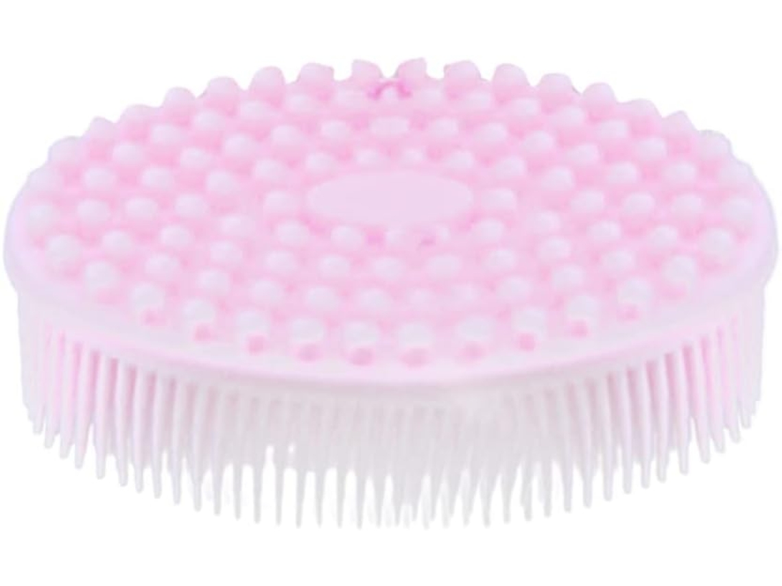 Escova De Silicone Esfoliante Para Banho, Ideal Para Cuidados Com O Corpo E Massagem De Beleza Cerdas Densas, Rosa