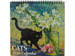 Organizador Mensal De Janeiro A Dezembro, Com Tema De Com Grandes Espaços Para Datas, Calendário De Gatos 2026