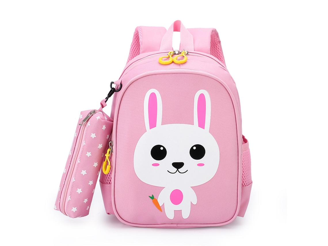 Mochila Eifson Coelho Com Estojo, 30x24x12cm, 3-12 Anos - Rosa
