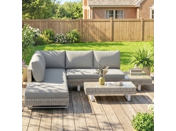 Conjunto Jardim Vime 3 Peças, Sofás Modulares 2/3 Lugares, Mesa Lateral E Mesa De Centro Com Almofadas