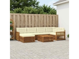 Vidaxl Conjunto De Sofás Para Exterior 7 Unid. Natural E Creme