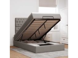 Vidaxl Estrutura De Cama Otomana Com Colchão 120x190cm Tecido Cinzento