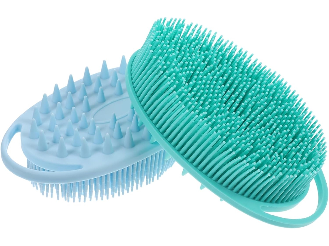 Escova Esfoliante De Silicone Dupla Face Valiclud, 2-unidades, Tamanho Médio, Para Banho E Massagem Corporal, Gancho