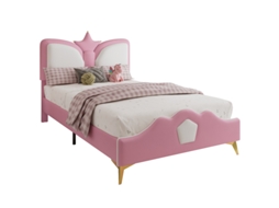 Cama Infantil Estofada 90x200 Rosa/branco Cabeceira Coroa Espuma Protectora Puferro Ziwei Store
