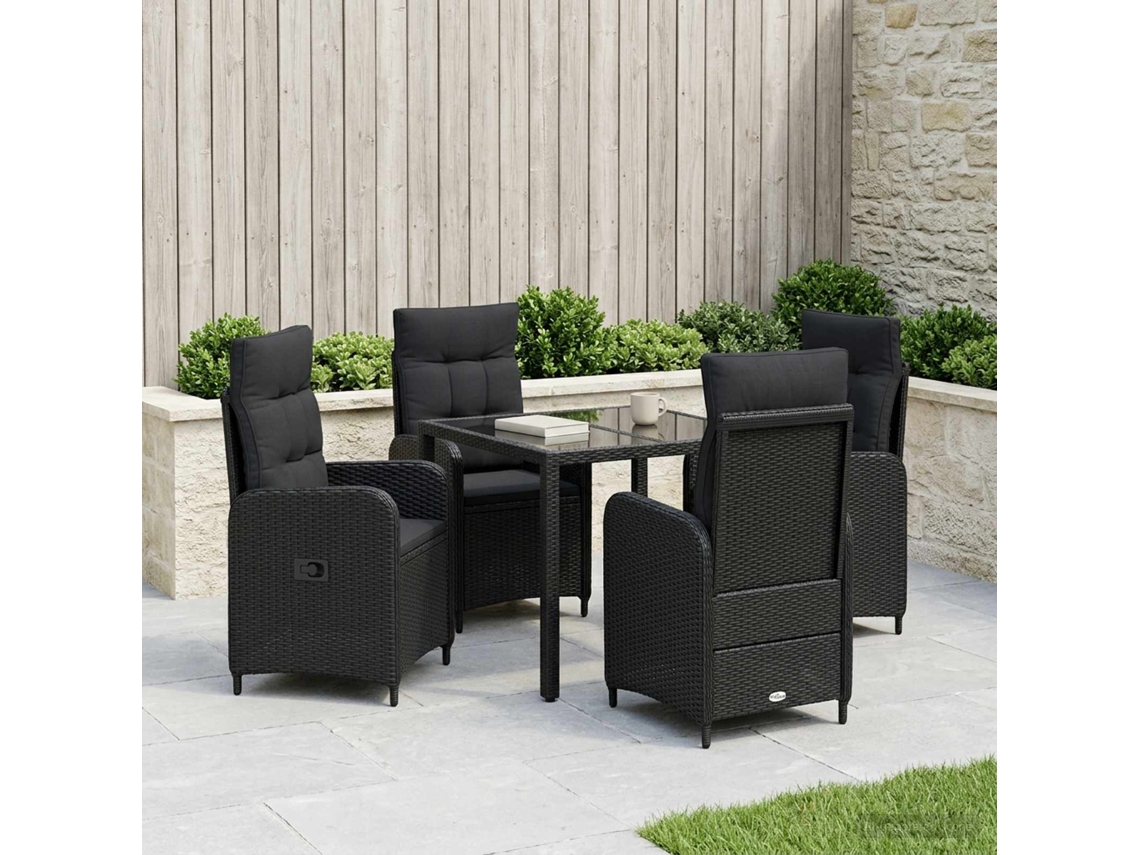 Vidaxl Conjunto De Jantar Para Exterior 5 Unid. Preto Vime Pe