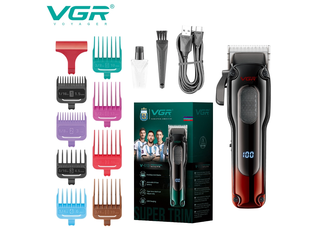 Máquina de Cortar Cabelo Elétrica com Corte Espiral e Visor Digital Lcd MDUG (vermelho)