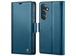 Capa Para Samsung Galaxy A55 Borboleta Fivela Litchi Textura De Telefone De Couro Rfid Antirroubo Azul