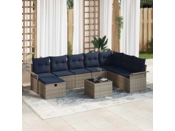 Vidaxl Conjunto De Sofá De Jardim Com Almofada 9 Pcs Rattan Sintético