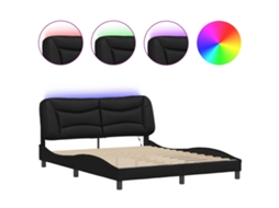Bed Frame, Bed Frames Vidaxl Preto Couro Artificial (160 X 200 Cm)