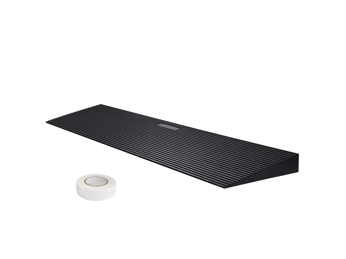 Rampa de Limiar Cortável Elevação Sólida 3 Cm Borracha para Cadeira Rodas Largura 90cm Carga 15 T Acesso Antiderrapante Fita Adesiva Dupla Face