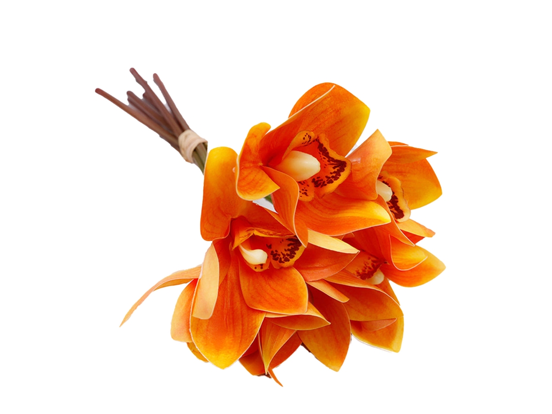 Decor Orquídea Falsa Laxiscreed Laranja, 6 Ramos, Decoração Natural Para Ambientes