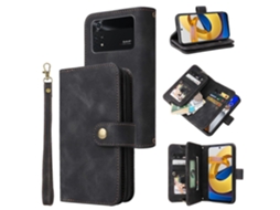 Capa De Celular Multifuncional Com Zíper E Compartimento Para Cartões Para Xiaomi Poco M4 Pro 5g.