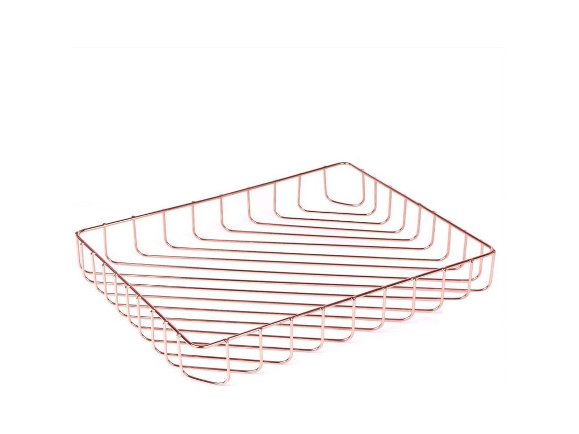 Prateleira de arquivos em ferro fio, rose gold, elegante, para mesa, grande capacidade | S/MARCA
