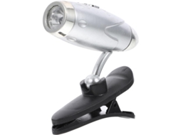 Mini Luminária De Leitura Portátil Led Com Clipe, Em Plástico Prateado, Com Luz Led Ajustável Para Leitura E Usar Na