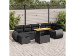 Vidaxl 5 Pcs Conjunto Sofás De Jardim Com Almofadões Acácia E Vime Pe