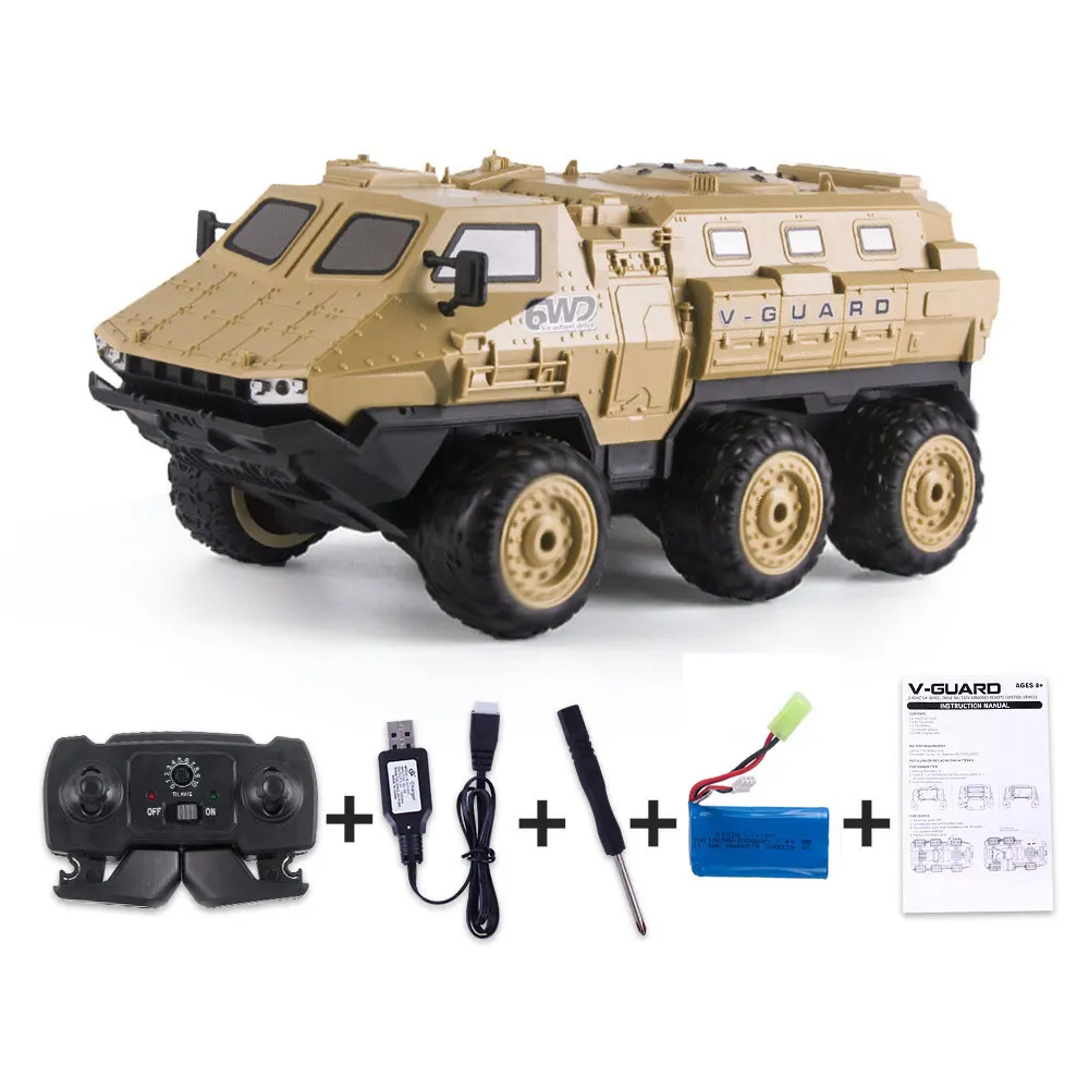 (amarelo) Caminhão Militar De Controle Remoto 6wd 1/16, Veículo Blindado De Controle Remoto De Alta Velocidade Com Led