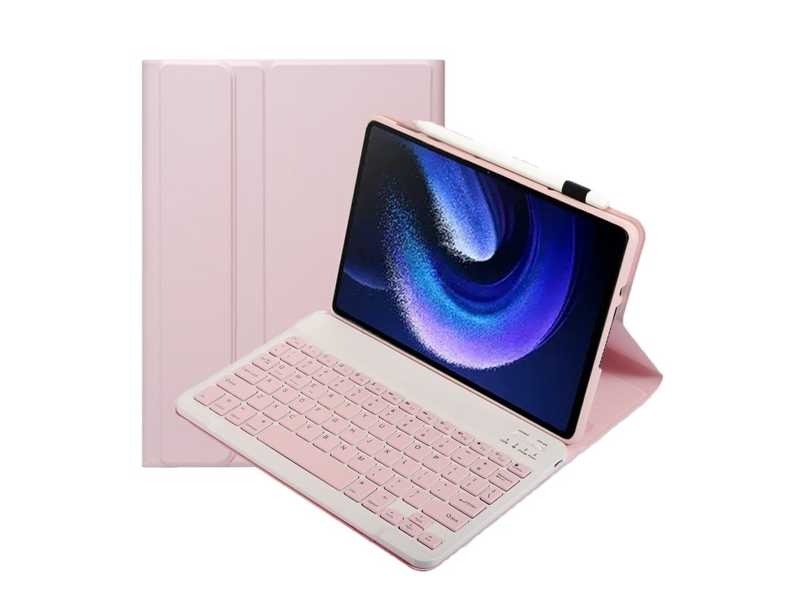 Capa Com Teclado Para Tablet Lurelia, Compatível Com Huawei Matepad 11.5s 2024, Rosa, Teclado Bluetooth, Fixação Magnética