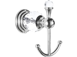 Gancho De Toalha Cromado Cristal, Gancho Para Roupão, Ganchos Duplos Prateados Para Roupas De Banheiro, Montados Na Parede Em Estilo Moderno