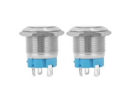 Interruptor De Botão Momentâneo Led Azul 19mm 4pinos Ip65 À Prova D'água 12~24vdc 2pcs