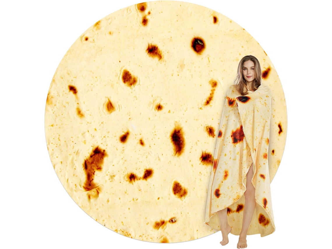 Cobertor De Tortilha Gigante Com Estampa De Burritos, Novidade Engraçada, Presente, Tortilha Gigante, Cobertor Redondo E Macio Par-aquaforge