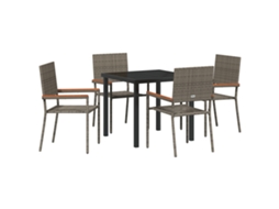 Conjunto 5 De Jantar De Jardim De Vidaxl Cinza Rattan Pe