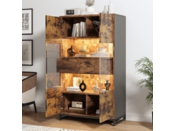 Vitrine 80x40x138 Cm Com Iluminação Led Com 2 Gavetas E 2 Portas Com Painel Acrílico Castanho Estilo