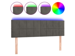 Led Headboard, Led Headboards Vidaxl Cinzeto Veludo (144 X 5 X 78/88 Cm)