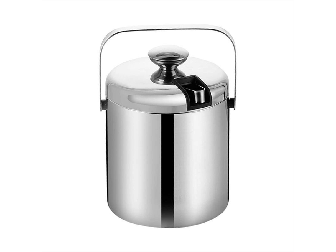 Balde De Gelo Em Aço Inoxidável Com Tampa E Pinça, Design Com Isolamento De Parede Dupla Para Festas.