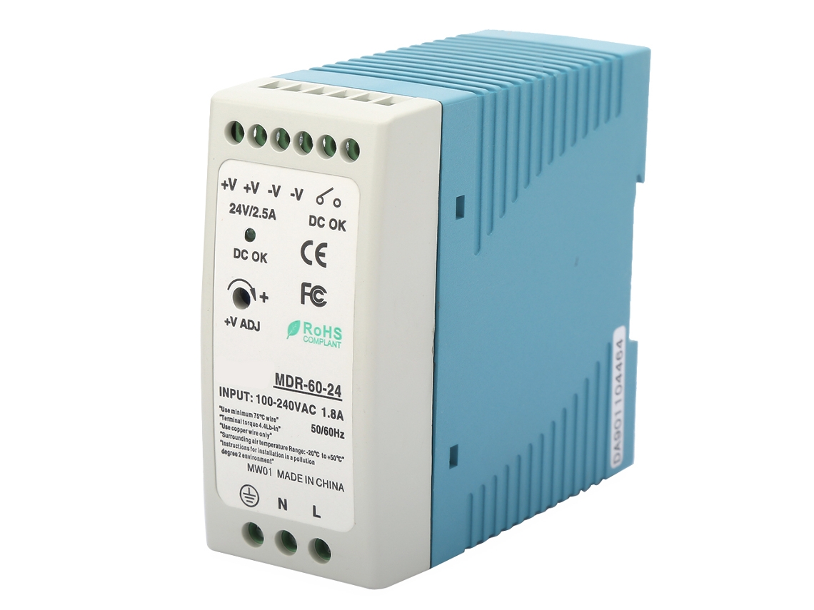 Fonte de alimentação industrial de trilho DIN 60 W DC 24 V, saída única MDR 60 24