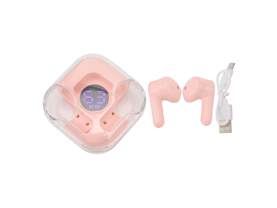 Aetheria fones de Ouvido Bluetooth 5.1 Sem Fio Ip54 Impermeável Bass Profundo para Esportes Rosa com Display de Bateria