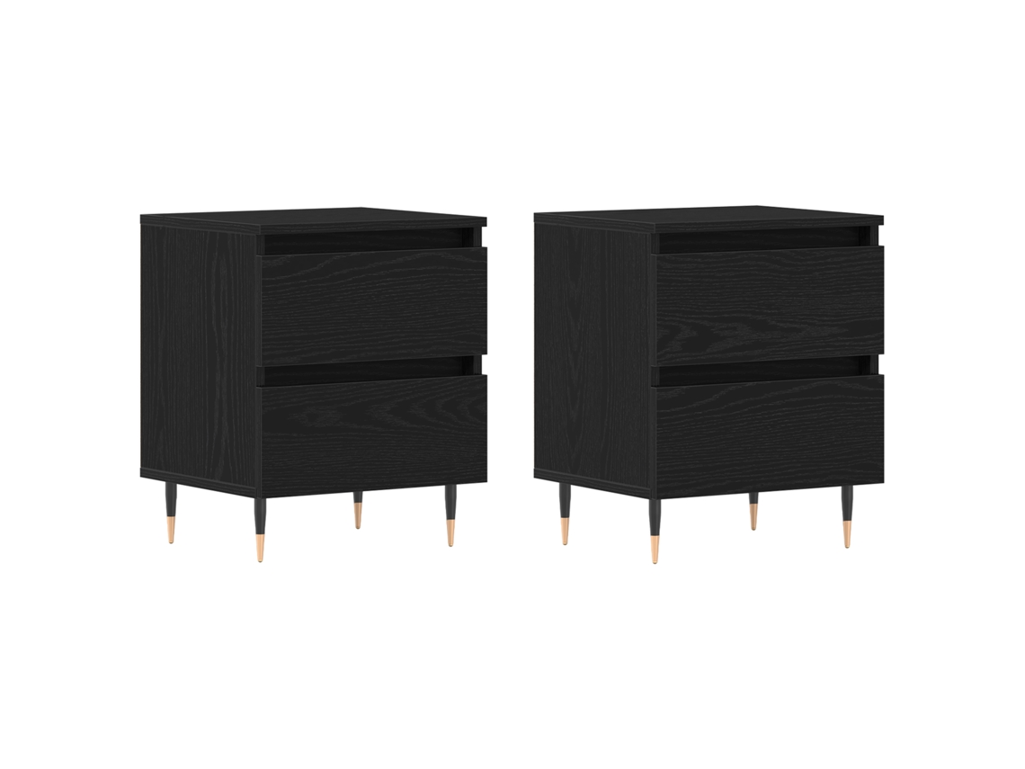 Conjunto 2 Mesa-de-cabeceira Vidaxl Preto Derivados De Madeira (40 X 35 X 50 Cm)