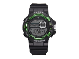 Relógio esportivo eletrônico masculino, pulseira verde à prova d'água para estudantes