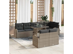 Vidaxl Conjunto De Sofá De Jardim 9 Unid. Cinzeto Vime Pe