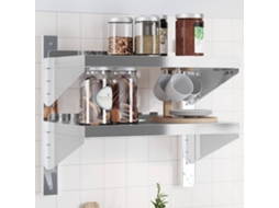 Vidaxl Estante Parede 2 Prateleiras 50x30x48 Cm Aço Inoxidável Prata