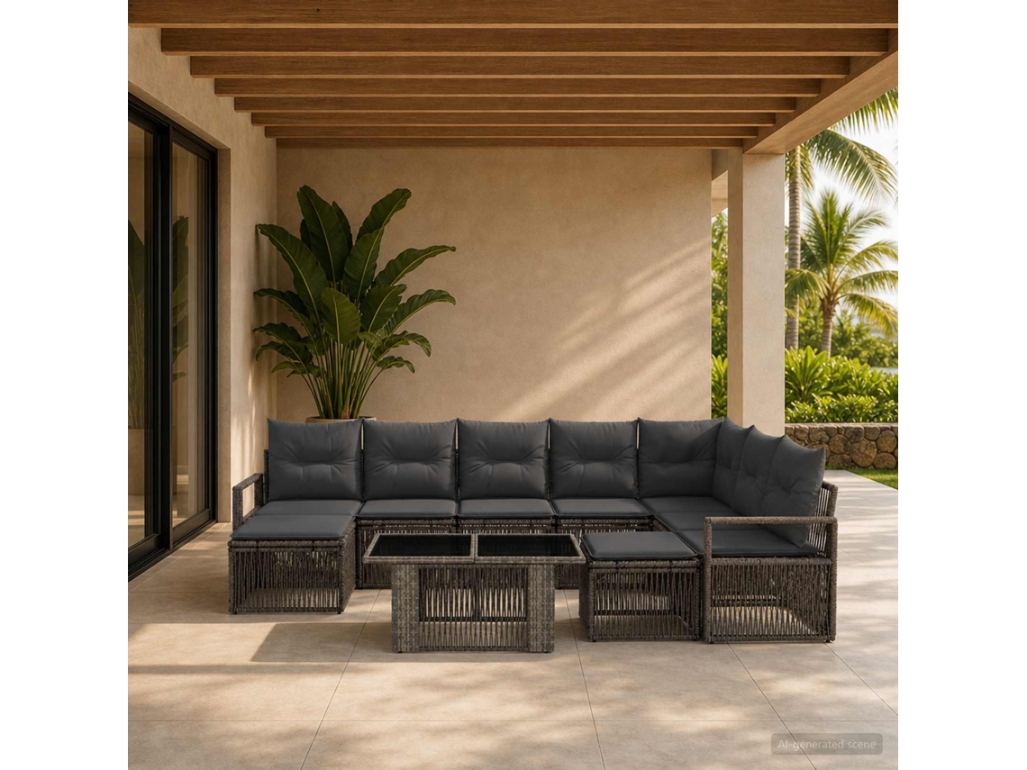 Vidaxl Conjunto De Sofá De Jardim 10 Unid. Cinza E Cinza Escuro