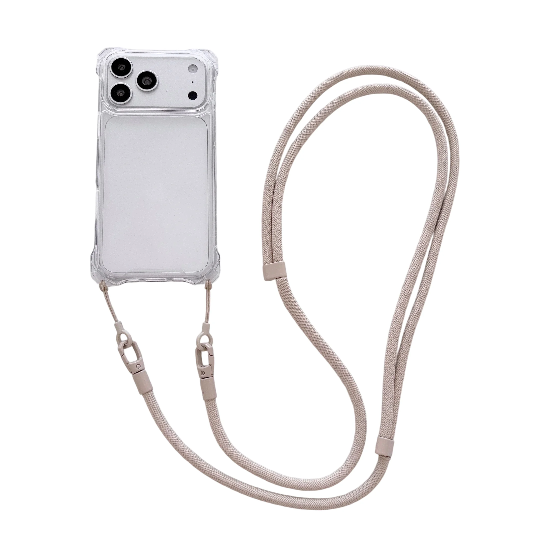 Capa Para Celular Com Borda Colorida E Alça Transversal (iphone 16 Pro Max Branco).