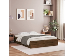 Vidaxl Estrutura Cama C/ Gavetas Derivados Madeira Carvalho Castanho