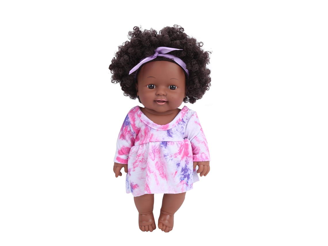 Mali boneca de Bebê Africana Simulada 30cm Cabelo Cacheado Fofo Vinil Presente para Crianças Acima de 3 Anos